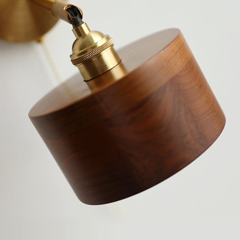 Nordivane – Applique da parete scandinava in ottone e legno, 1 luce