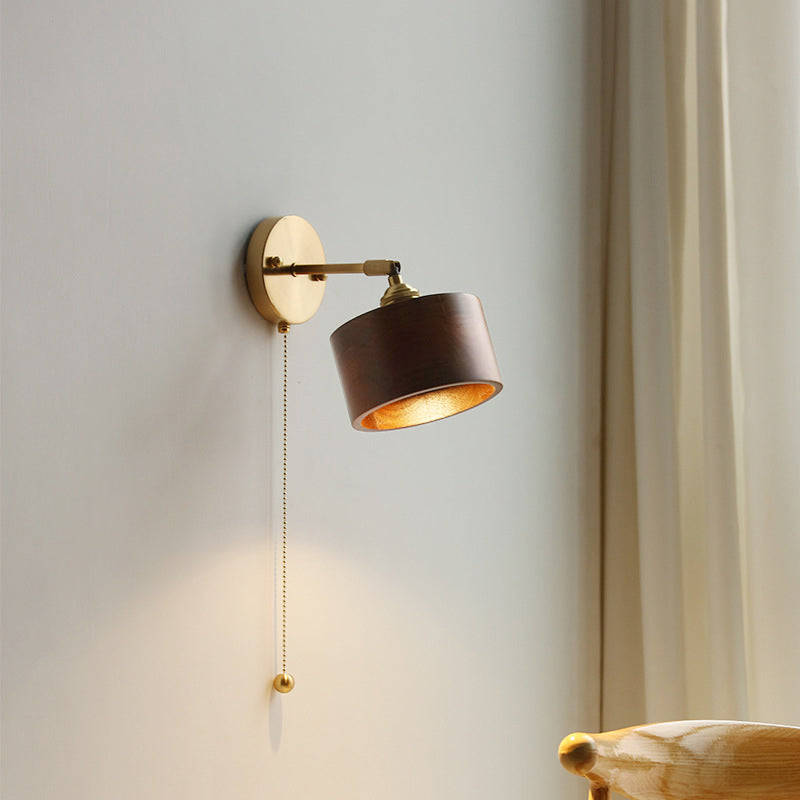 Nordivane – Applique da parete scandinava in ottone e legno, 1 luce