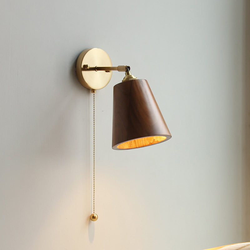 Nordivane – Applique da parete scandinava in ottone e legno, 1 luce