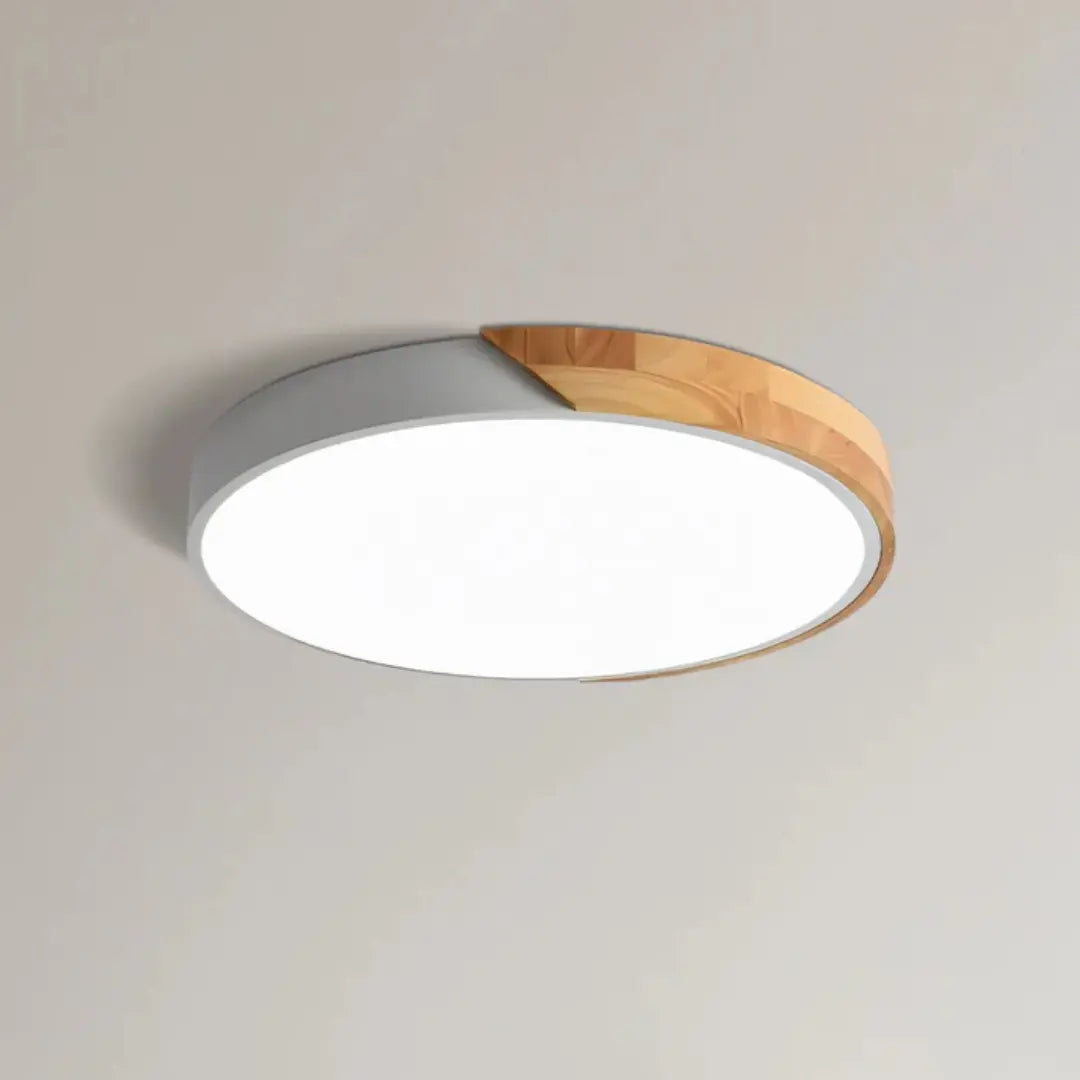 Scandinavian Round Wood LED Flush Mount Lamp - Image 5