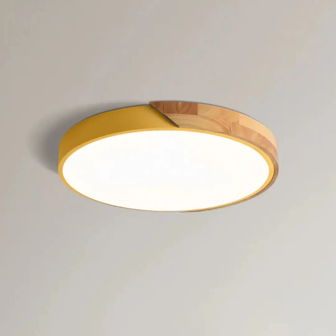 Scandinavian Round Wood LED Flush Mount Lamp - Image 11