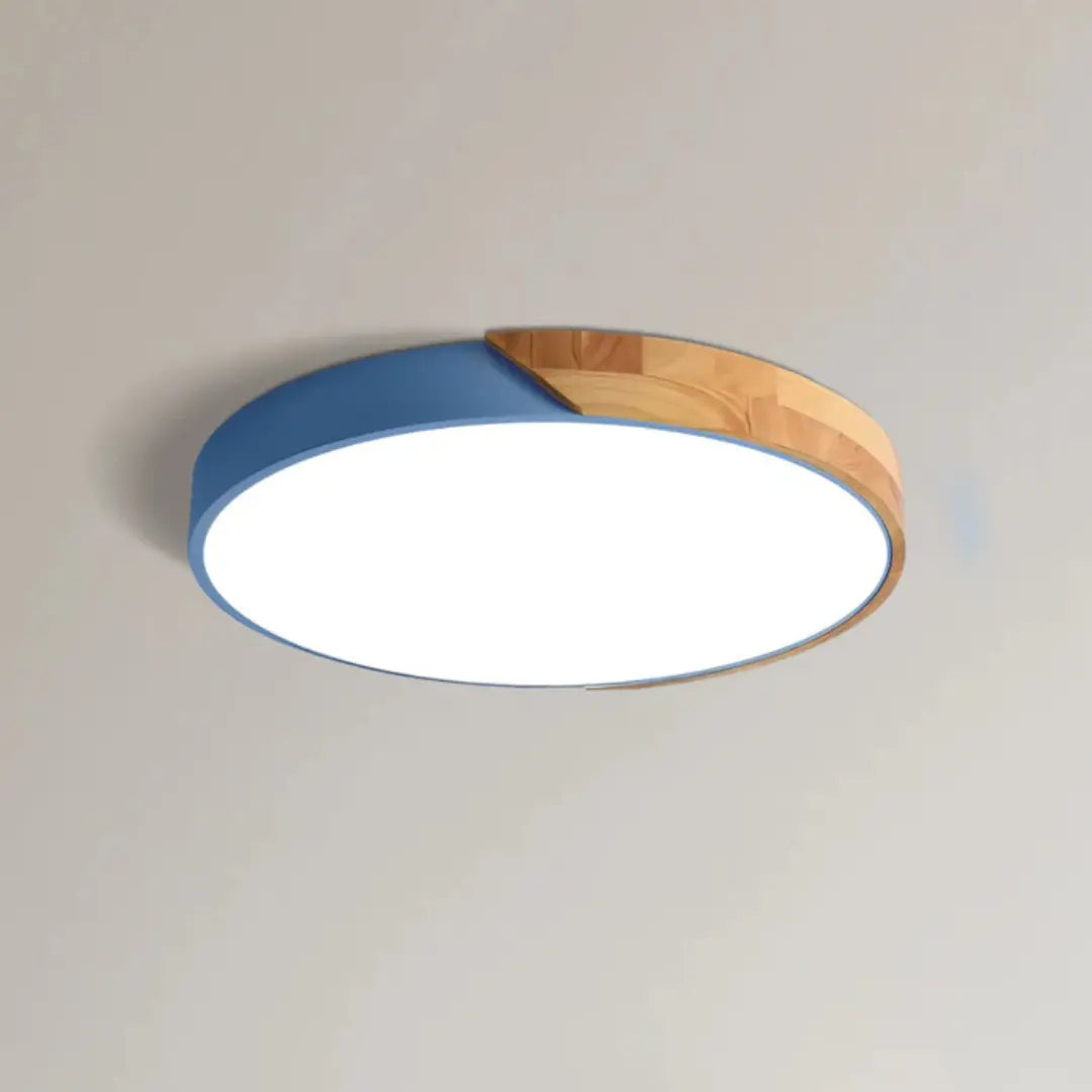 Scandinavian Round Wood LED Flush Mount Lamp - Image 7