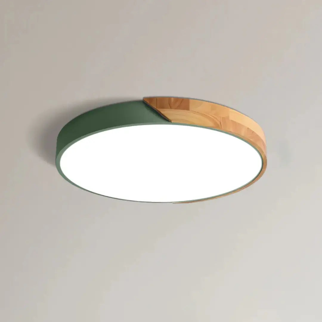 Scandinavian Round Wood LED Flush Mount Lamp - Image 9