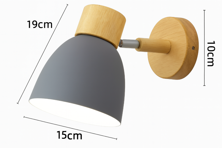 Nelvira – Lampada da parete LED minimalista in legno a forma di cono