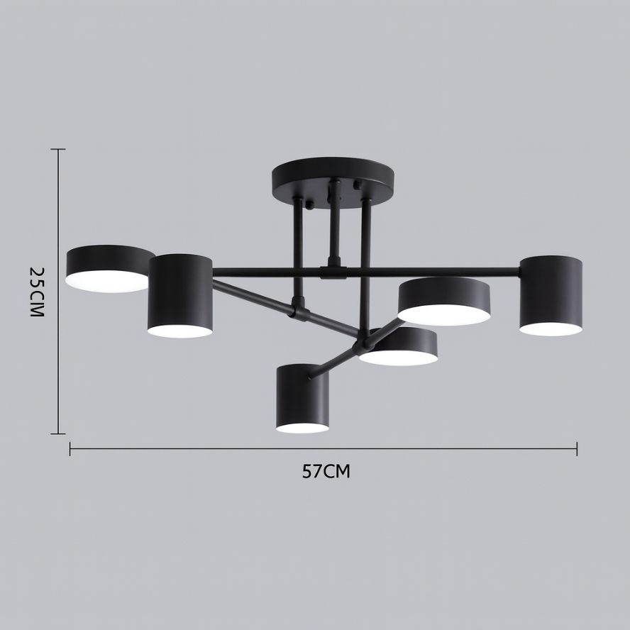 Nivora - Plafonnier globe Sputnik en laiton LED 6 lumières