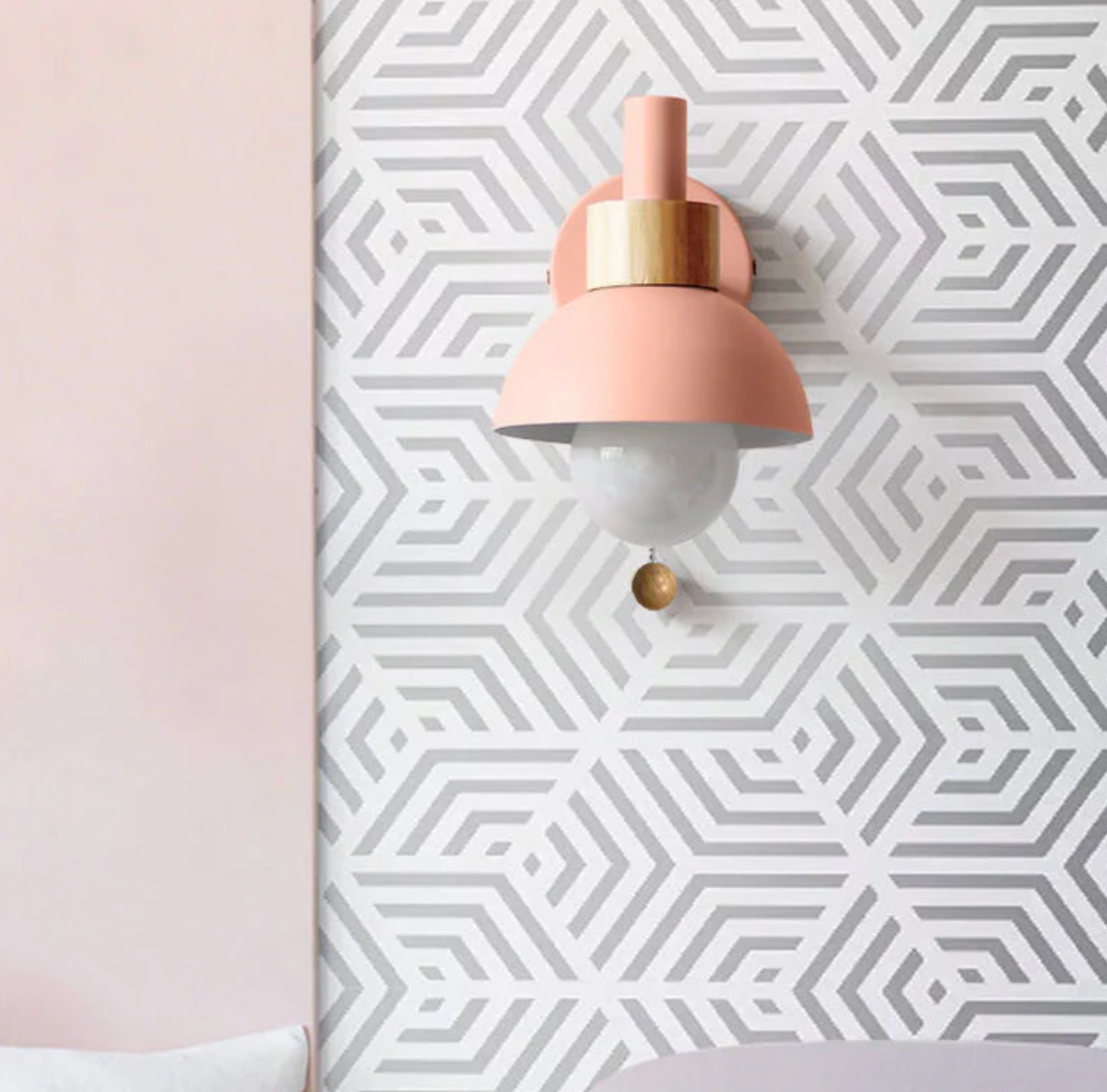 Colme - Lampada da parete in legno con catena a tirante