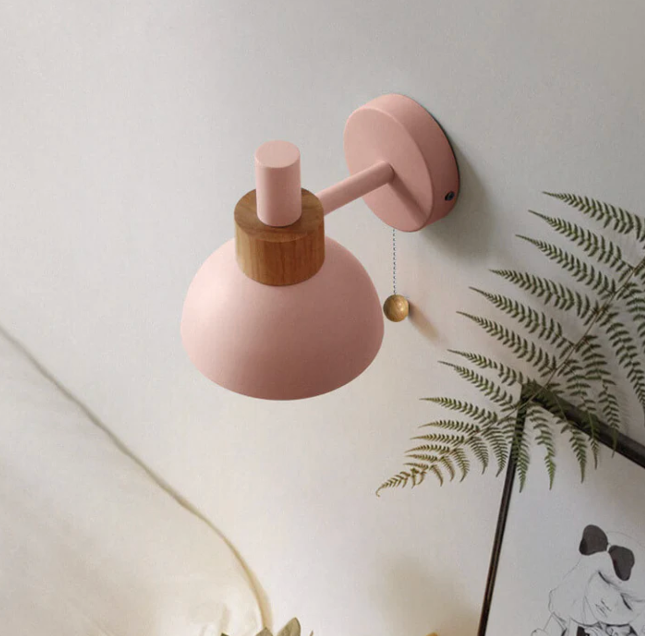 Colme - Lampada da parete in legno con catena a tirante