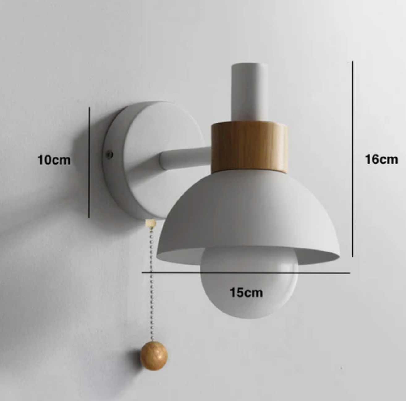 Colme - Lampada da parete in legno con catena a tirante