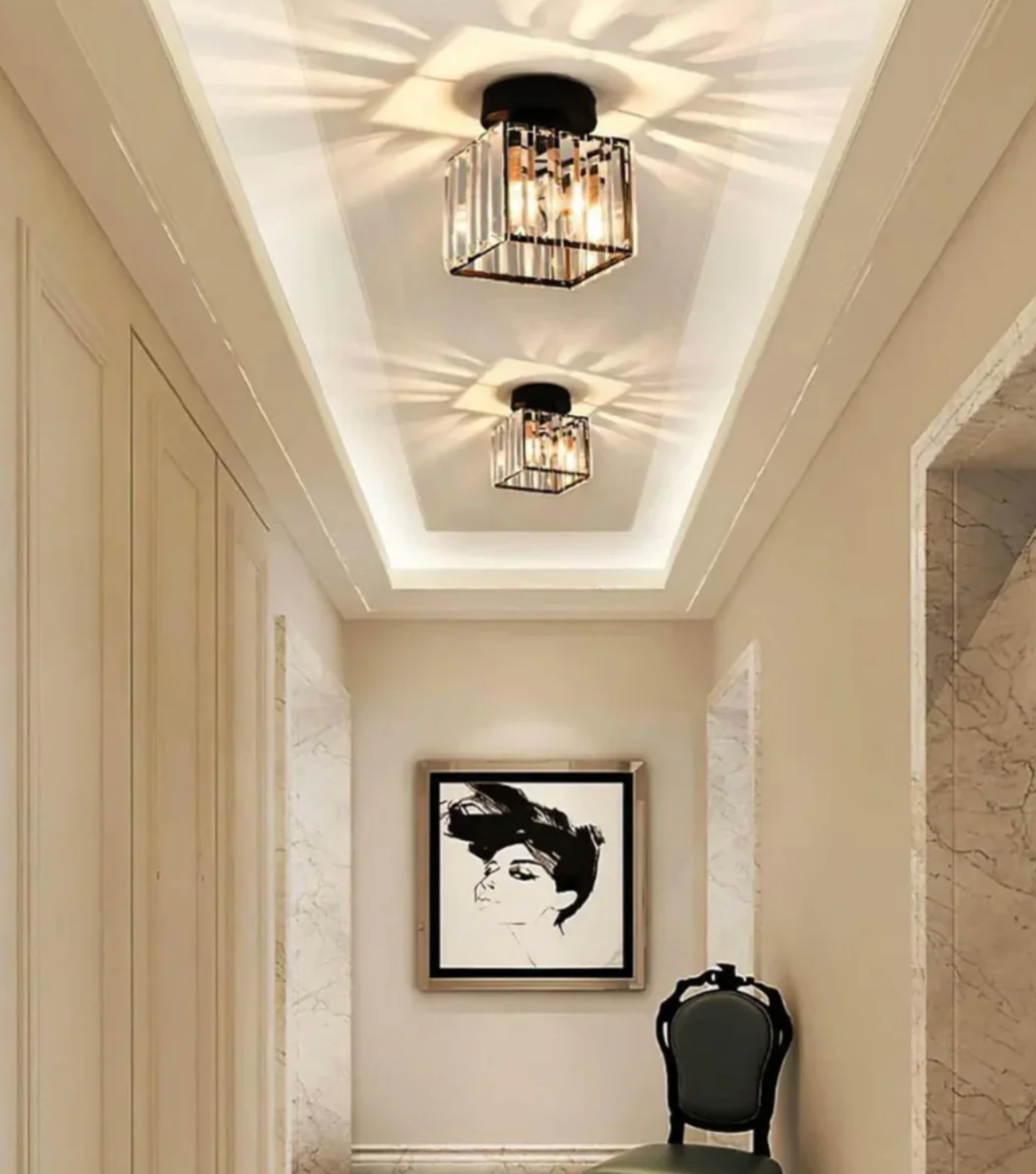 Diora - Lampada da soffitto a plafoniera in cristallo
