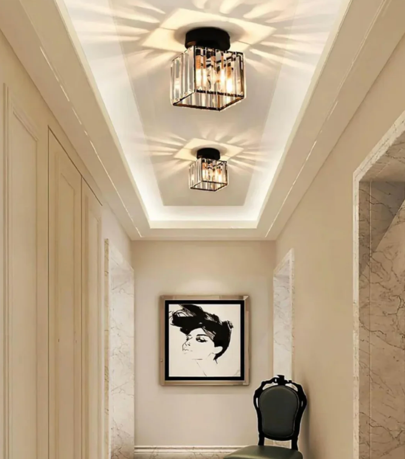 Diora - Lampada da soffitto a plafoniera in cristallo