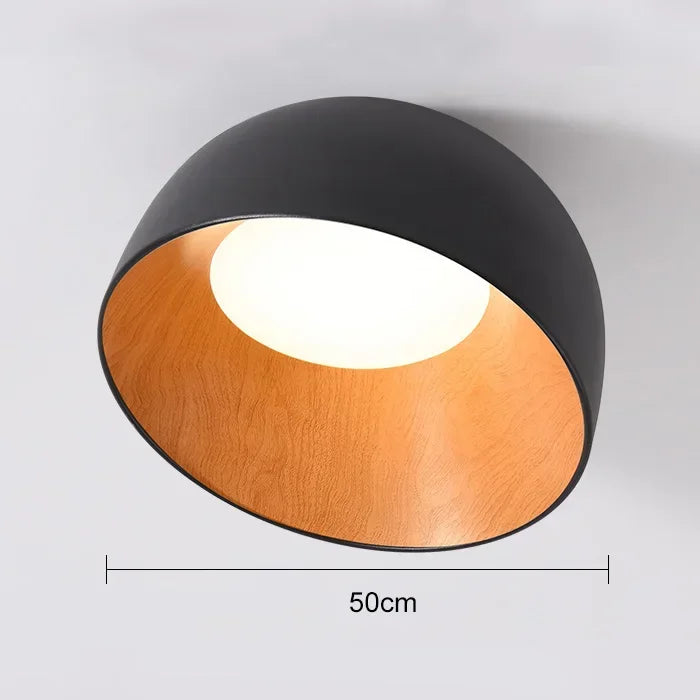 Aubrey - Lampada da soffitto in metallo nero e legno