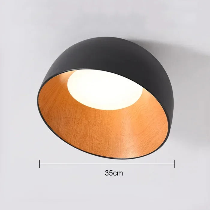 Aubrey - Lampada da soffitto in metallo nero e legno