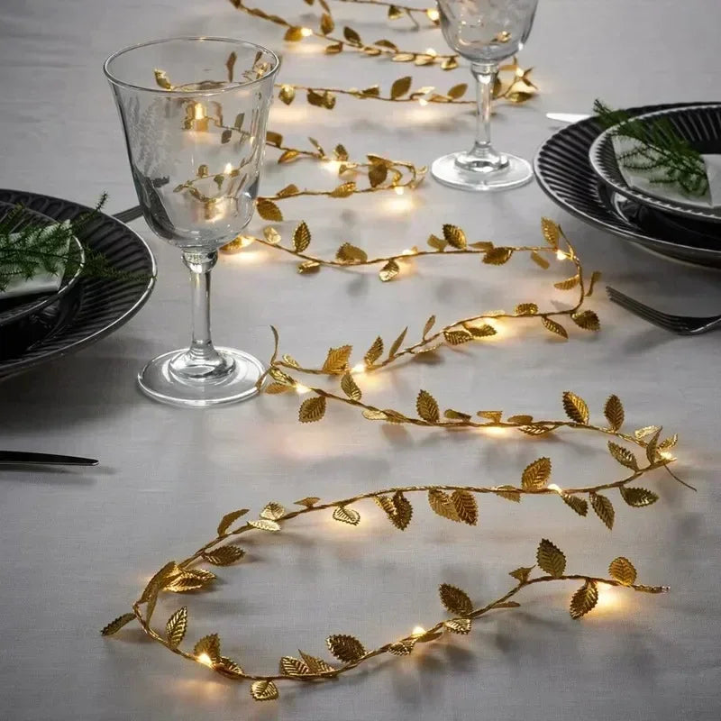 Liorow – Guirlande lumineuse LED feuilles dorées