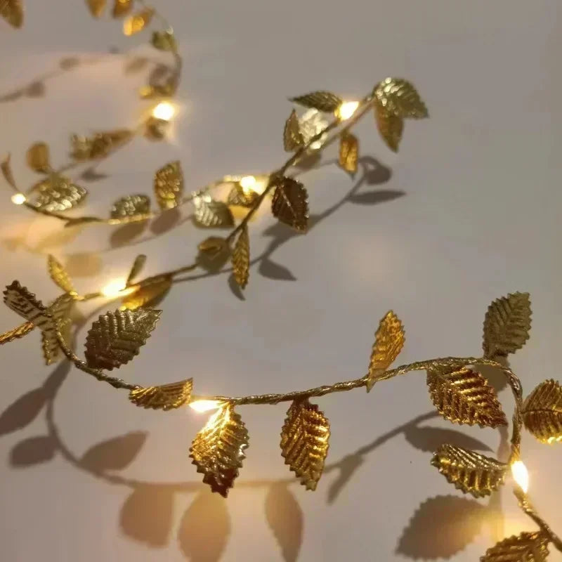 Liorow – Guirlande lumineuse LED feuilles dorées