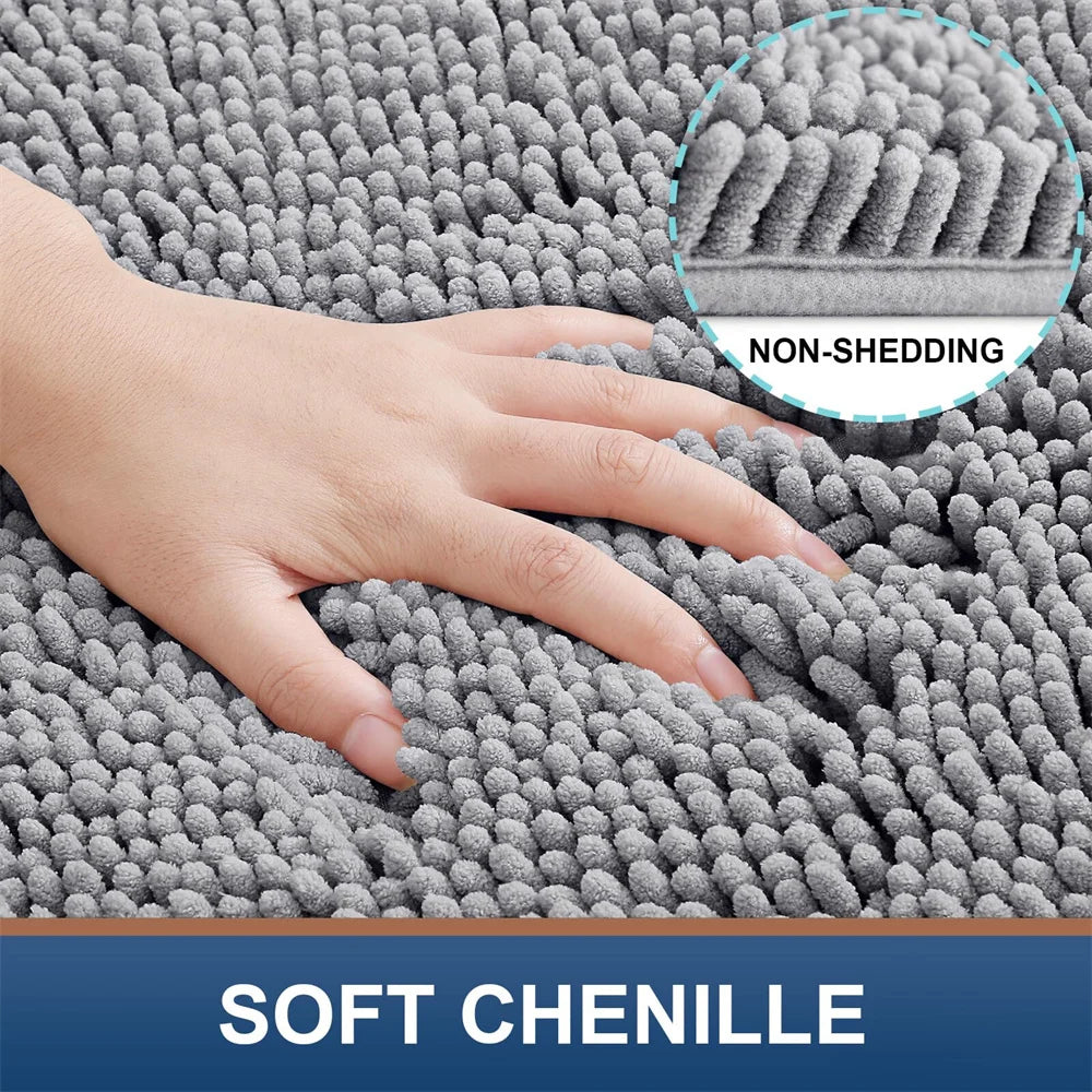 Aroselle - Tapis de bain en chenille ultra doux antidérapant et à séchage rapide  