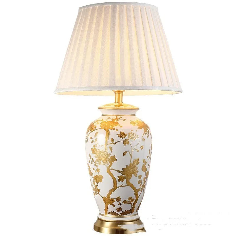 Aurivelle - Lampe de table en céramique avec base en cuivre