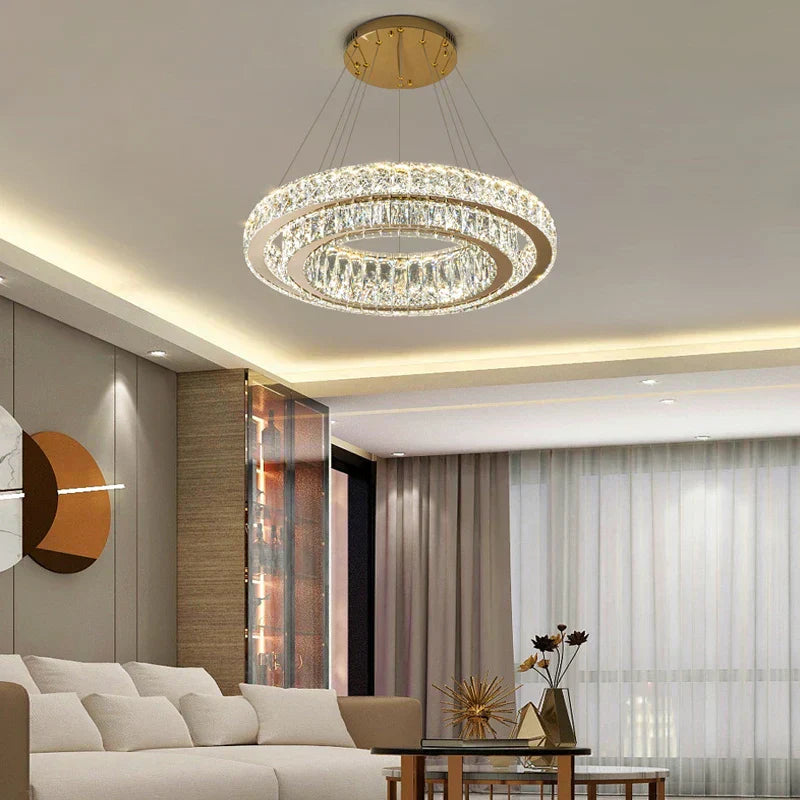 Buralisse - Lampadario ad anello LED in cristallo