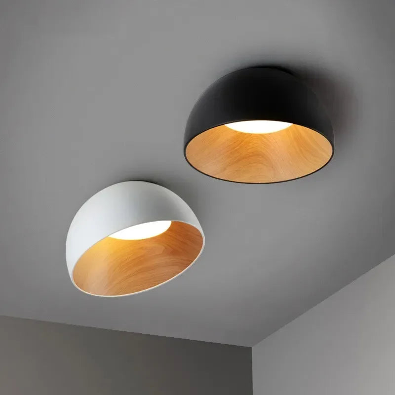 Aubrey - Lampada da soffitto in metallo nero e legno