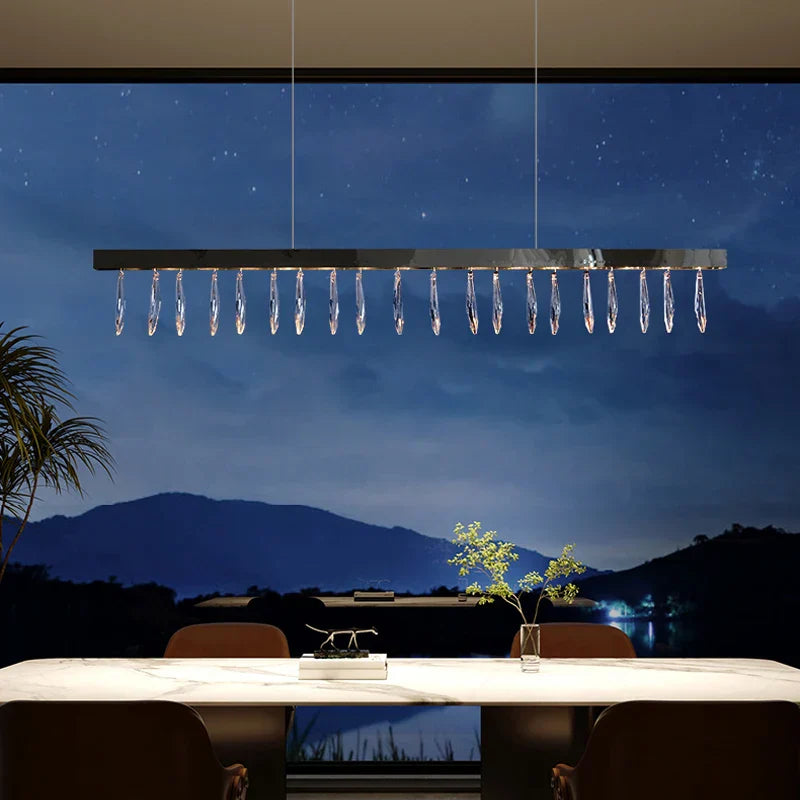 Revian - Lustre rectangulaire en cristal argenté