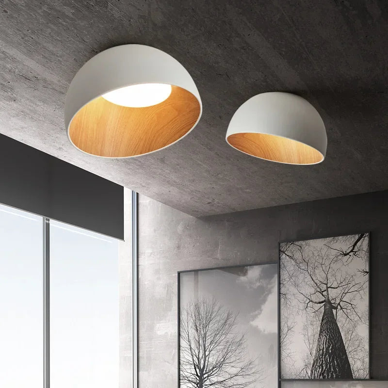 Aubrey - Lampada da soffitto in metallo nero e legno