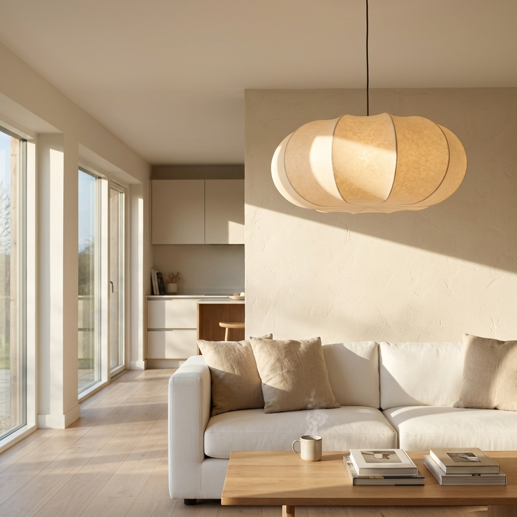 Japandi Silk Pendant Light Wabi-Sabi Minimalist Ceiling Lamp - Image 2