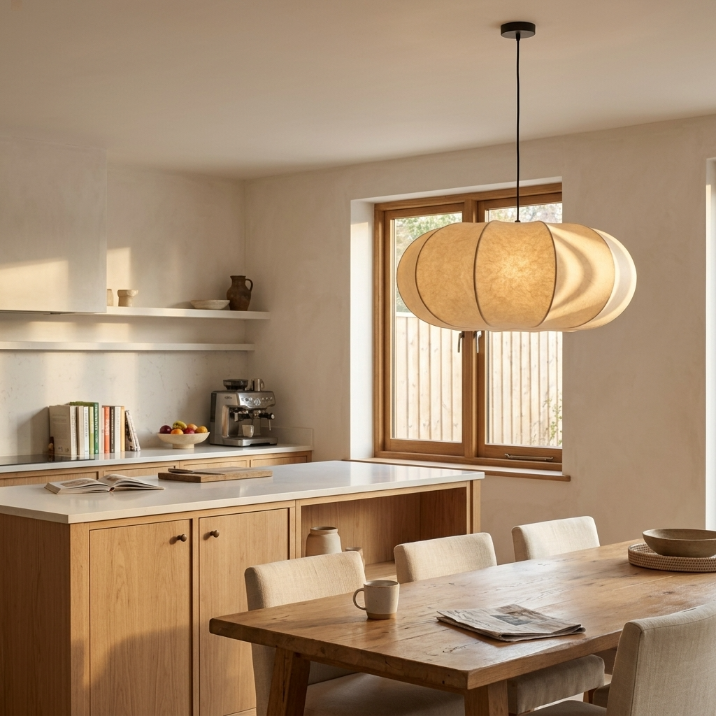 Japandi Silk Pendant Light Wabi-Sabi Minimalist Ceiling Lamp - Image 3