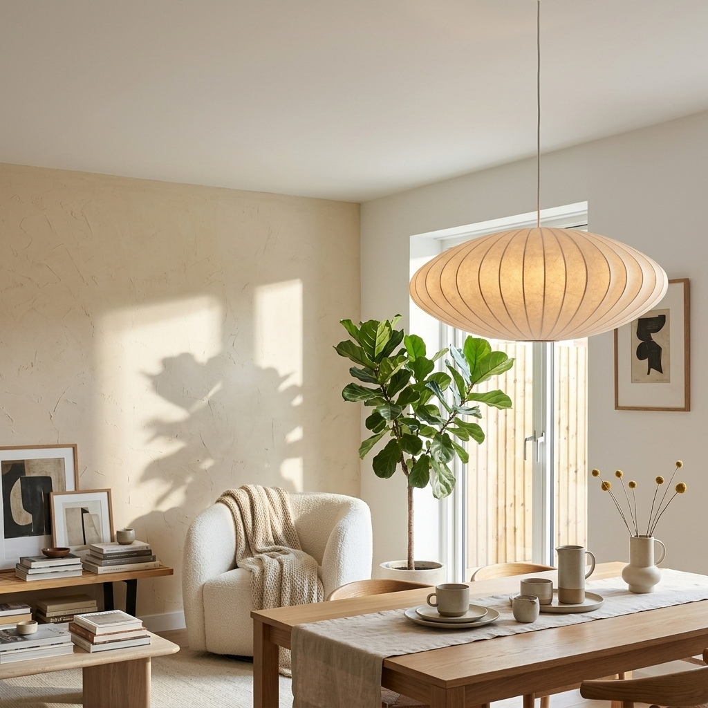 Wabi Sabi Silk Pendant Light Japandi Minimalist Ceiling Lamp - Image 5