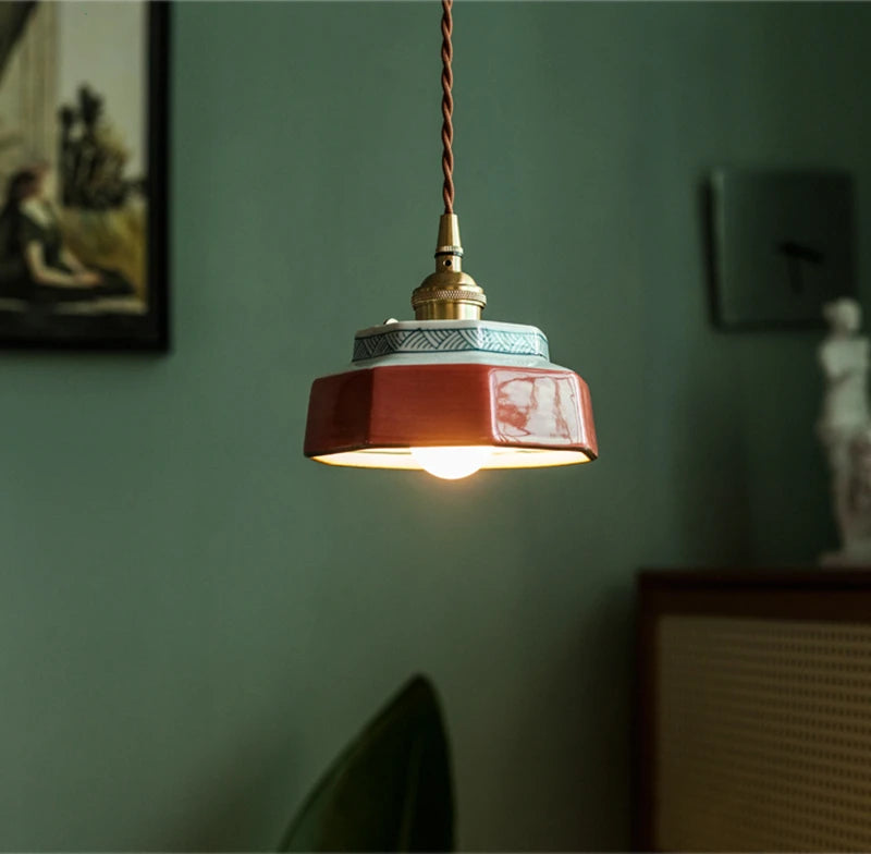 Sonvera - Lampada a Sospensione in Ceramica con Finitura Rame