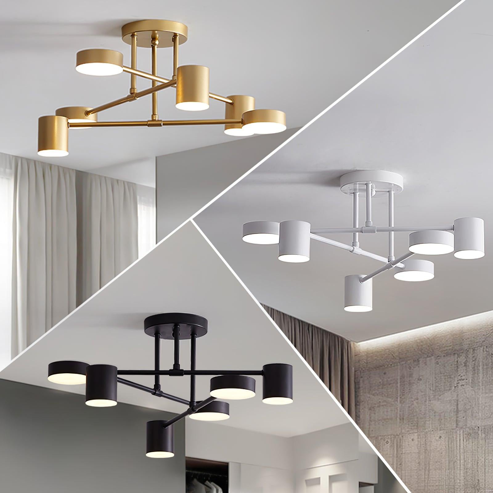 Nivora - Plafonnier globe Sputnik en laiton LED 6 lumières