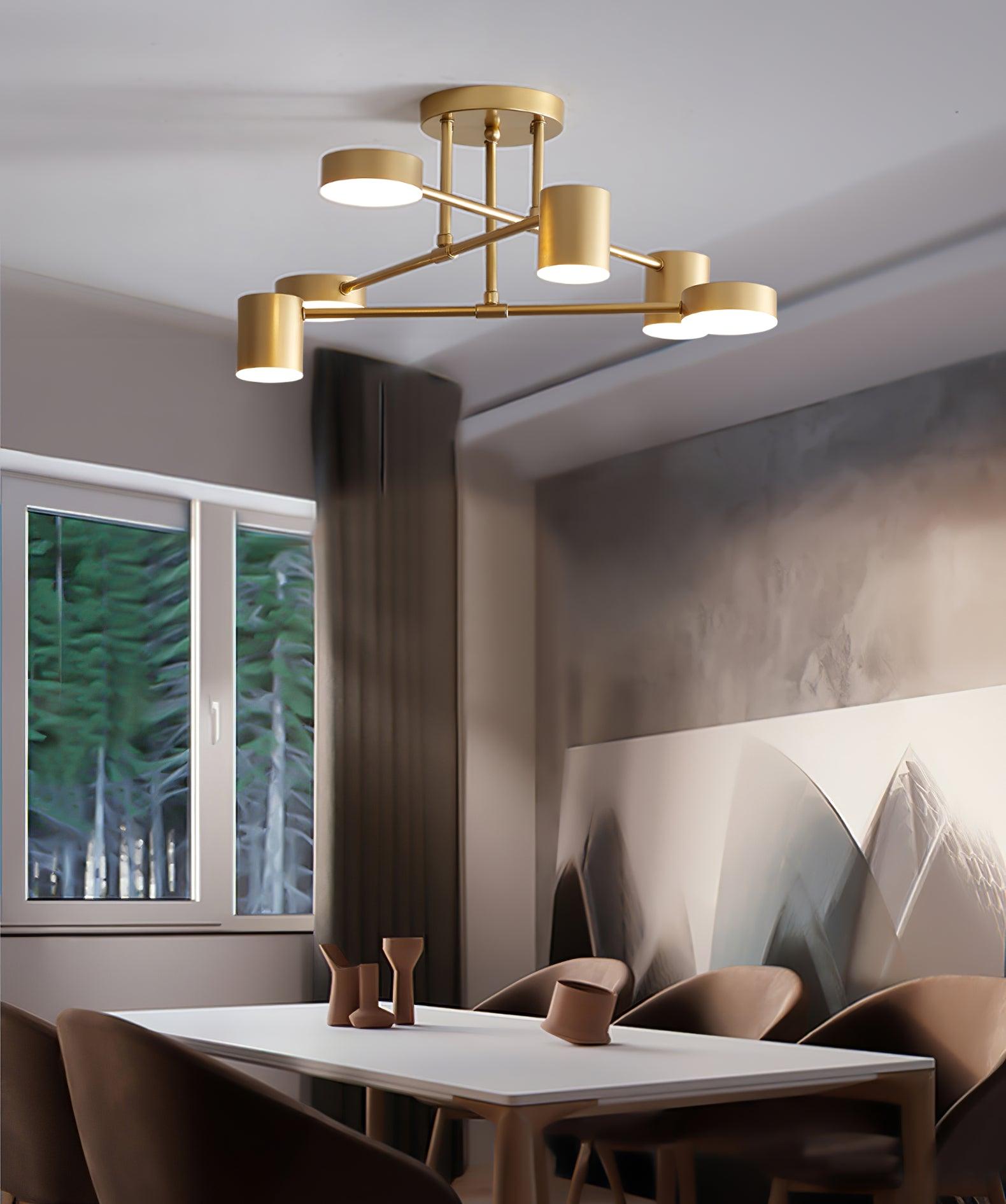 Nivora - Plafonnier globe Sputnik en laiton LED 6 lumières