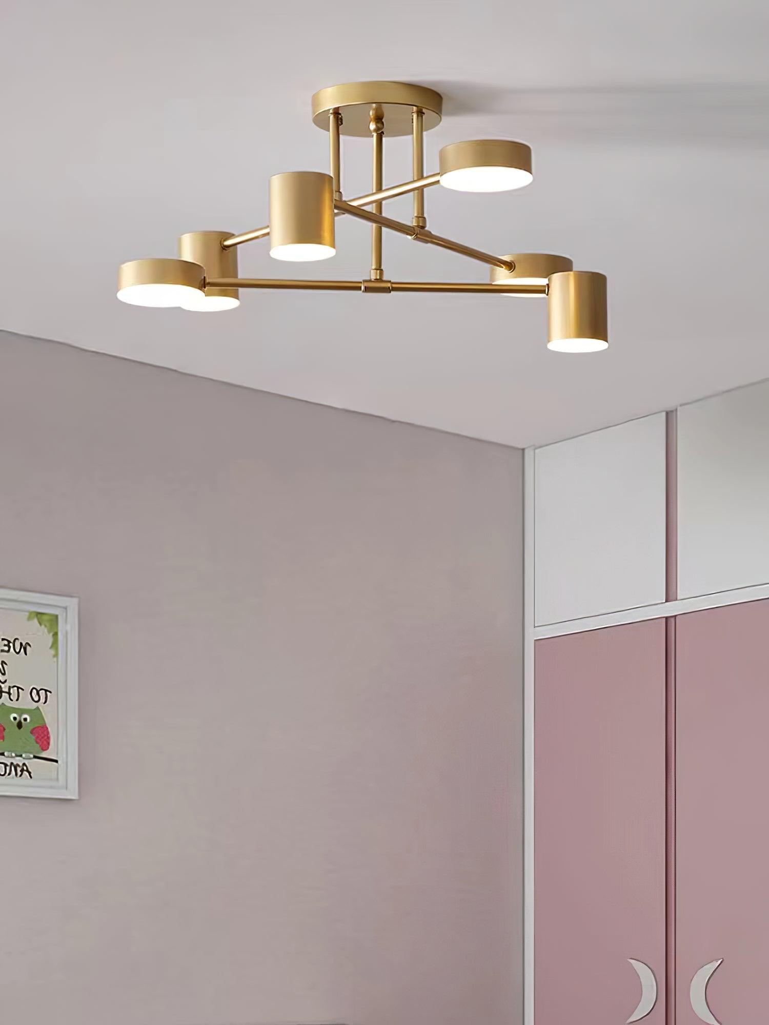 Nivora - Plafonnier globe Sputnik en laiton LED 6 lumières