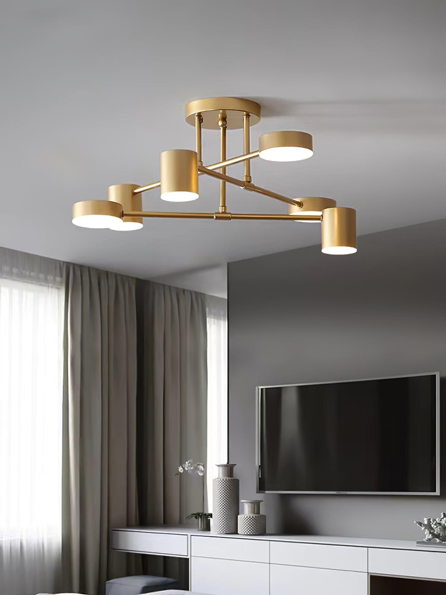 Nivora - Plafonnier globe Sputnik en laiton LED 6 lumières