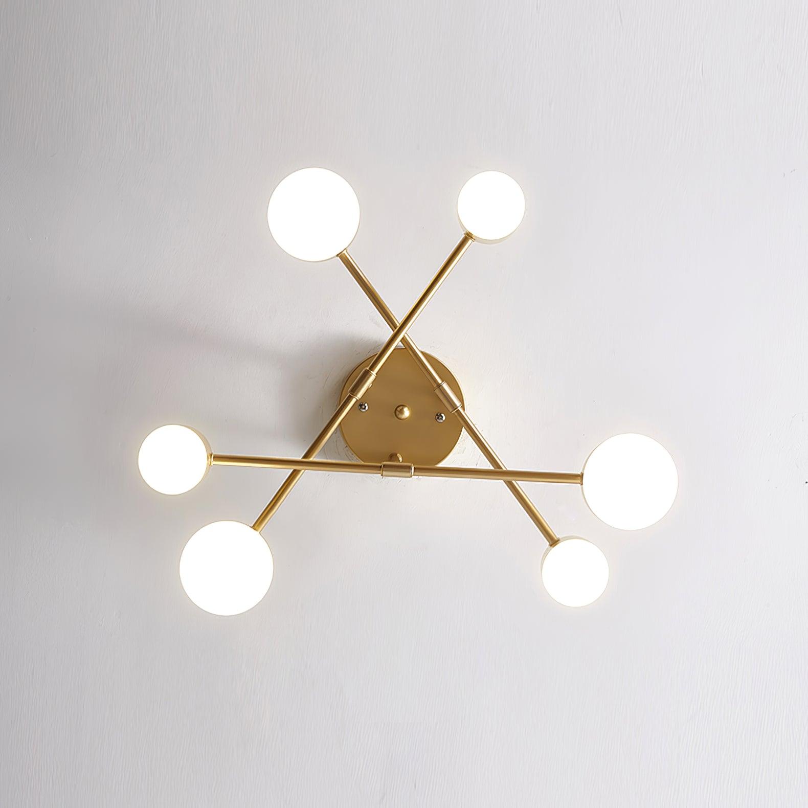 Nivora - Plafonnier globe Sputnik en laiton LED 6 lumières