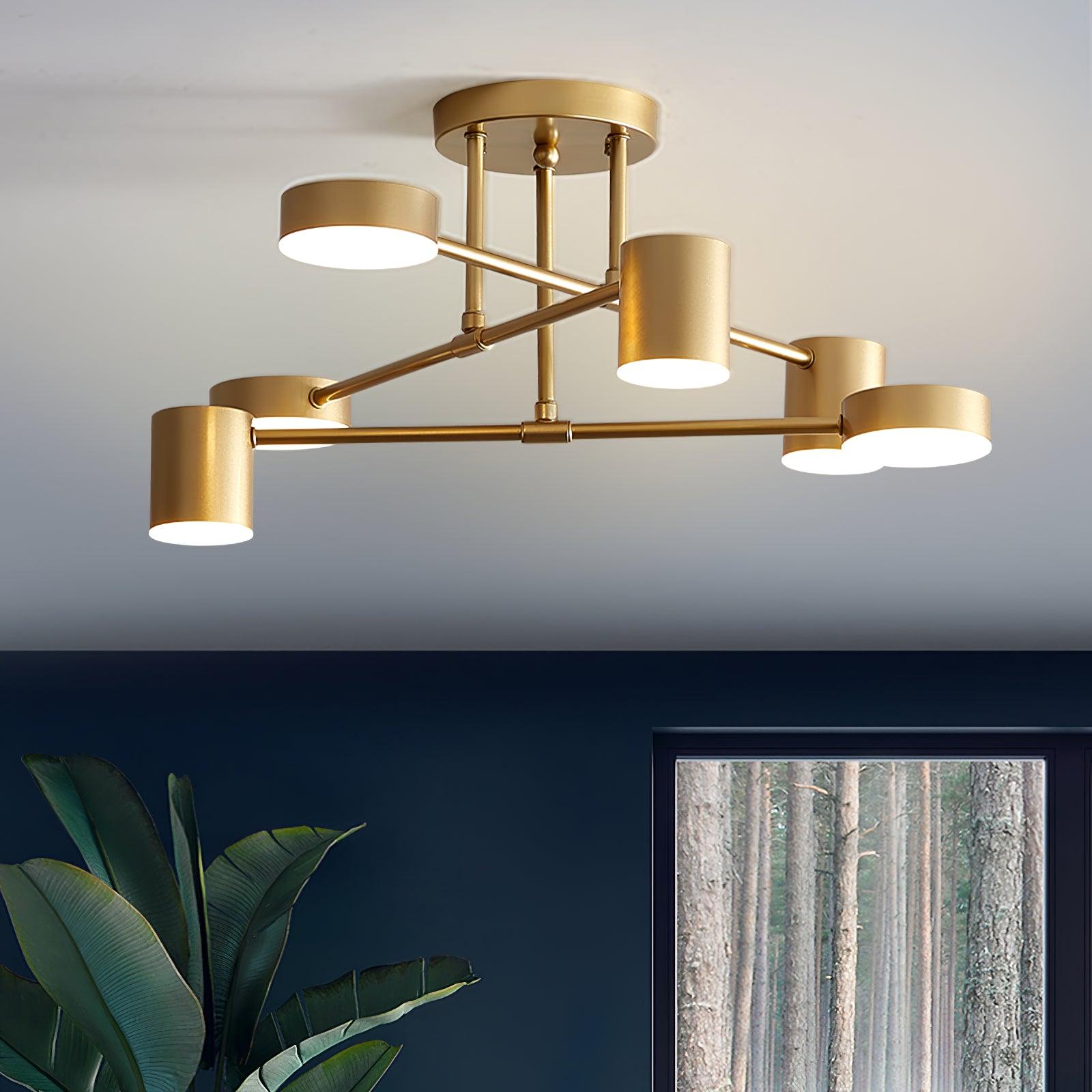 Nivora - Plafonnier globe Sputnik en laiton LED 6 lumières