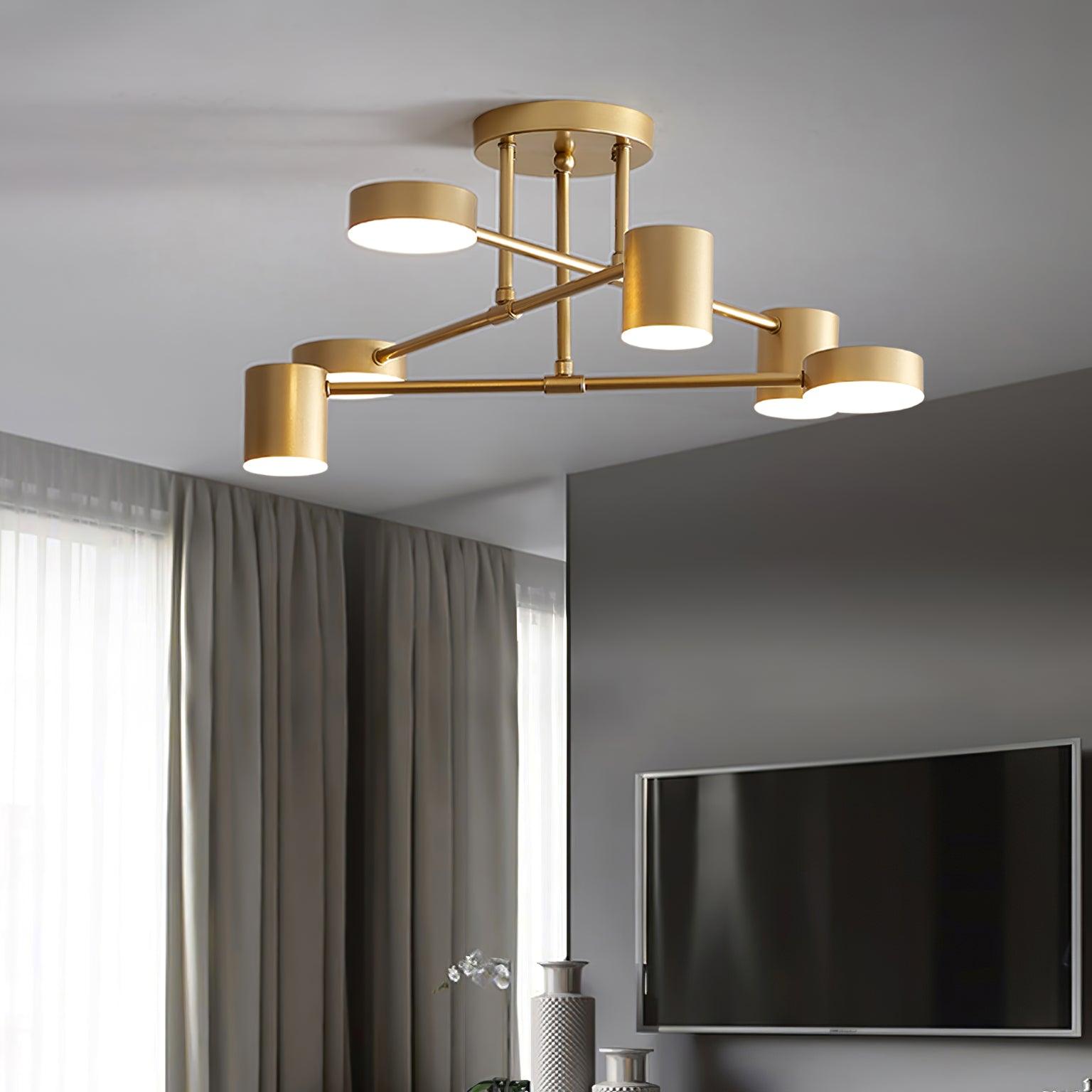 Nivora - Plafonnier globe Sputnik en laiton LED 6 lumières