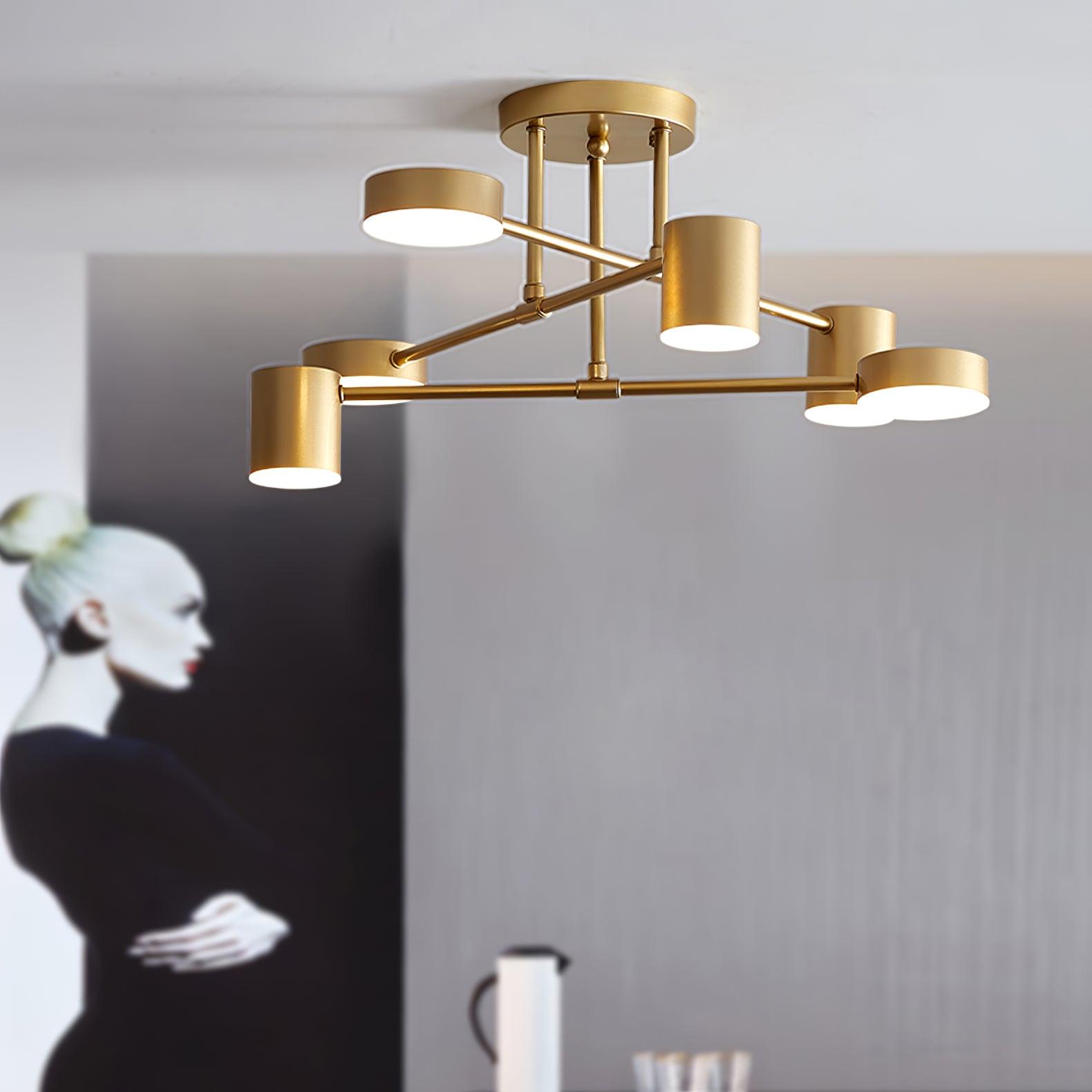 Nivora - Plafonnier globe Sputnik en laiton LED 6 lumières
