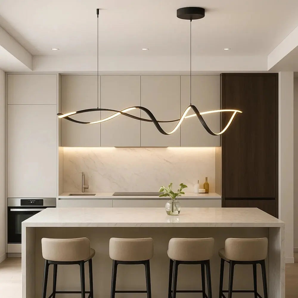 Solveran - Suspension LED noire brillante moderne