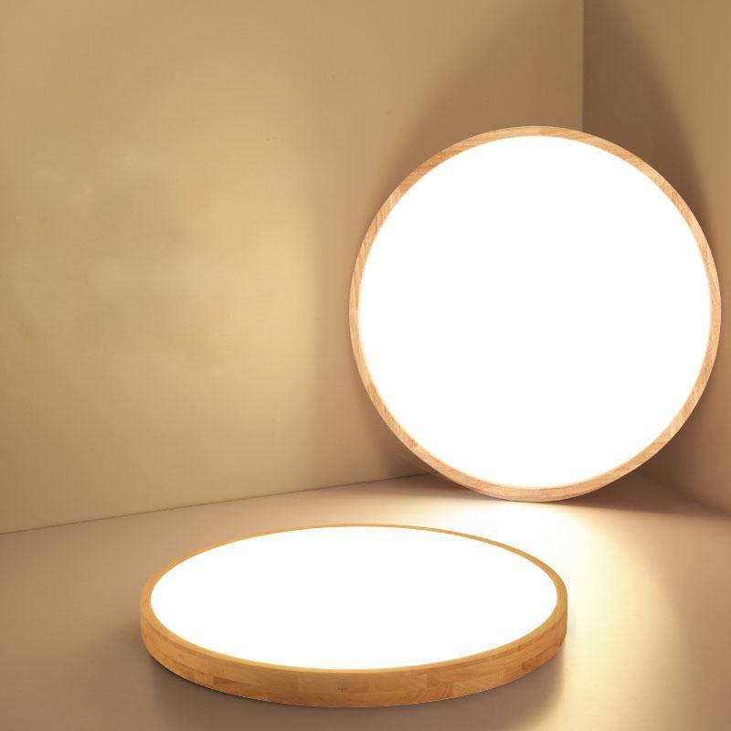 Nevek – Lampada da soffitto LED rotonda ultra piatta in legno
