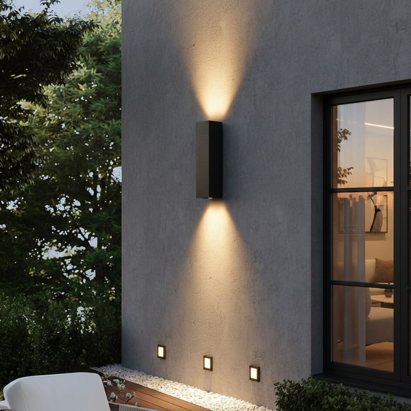 Faye - Applique murale LED extérieure haut-bas blanc chaud IP65
