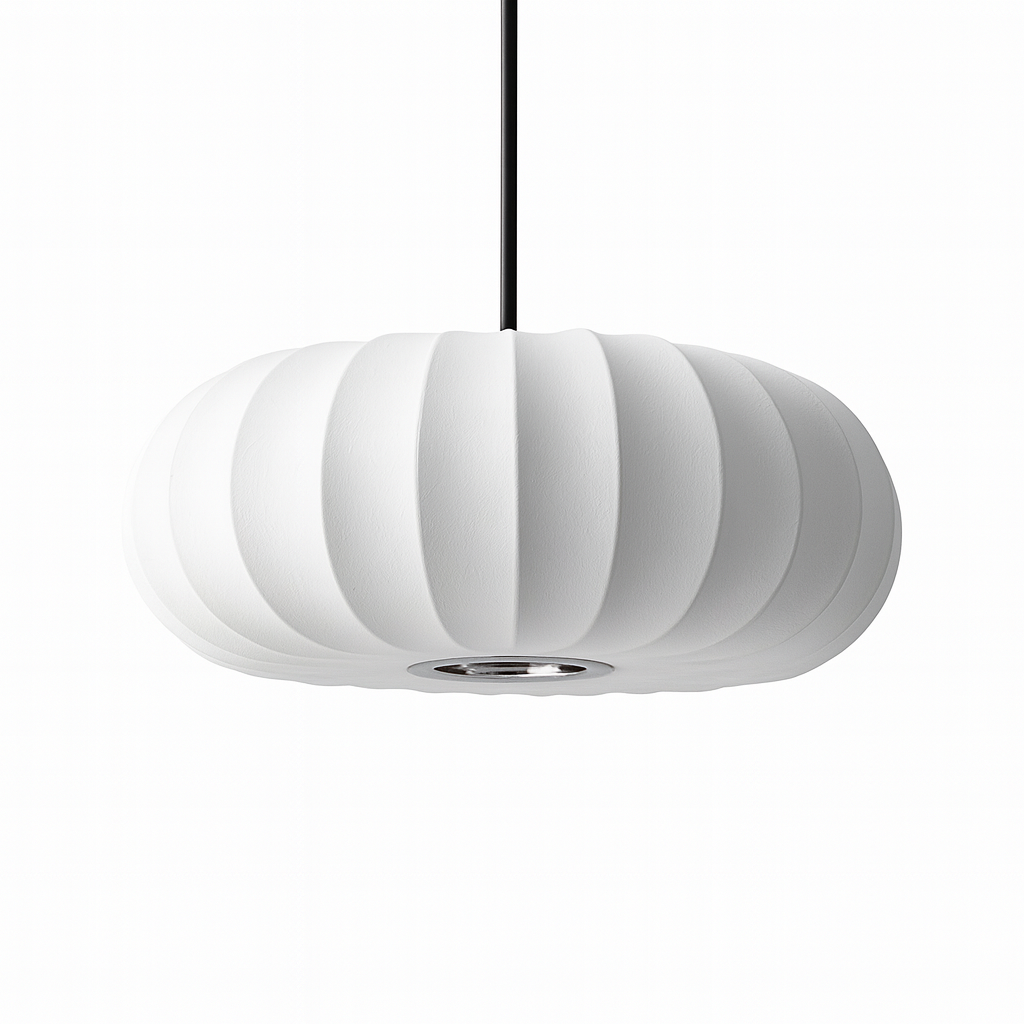 Dinam - Lampada a sospensione ovale scandinava con paralume in tessuto per sala da pranzo