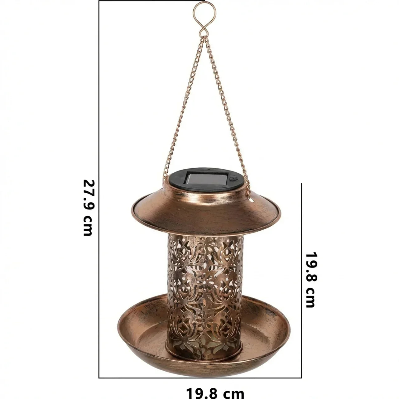 Aviora – Lampada a sospensione vintage LED solare a forma di mangiatoia per uccelli cilindrica