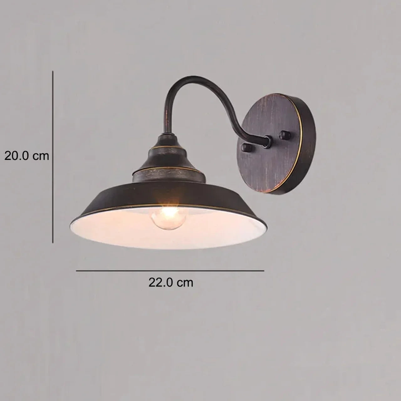 Damora – Applique da parete industriale vintage a cupola, 1 luce