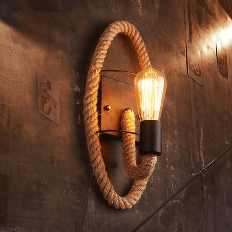 Rovira – Applique murale ronde vintage en corde 1 lumière