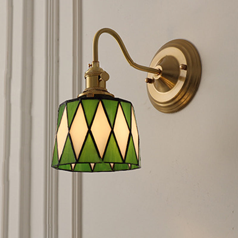 Aurelium – Applique da parete vintage in ottone con vetro Tiffany