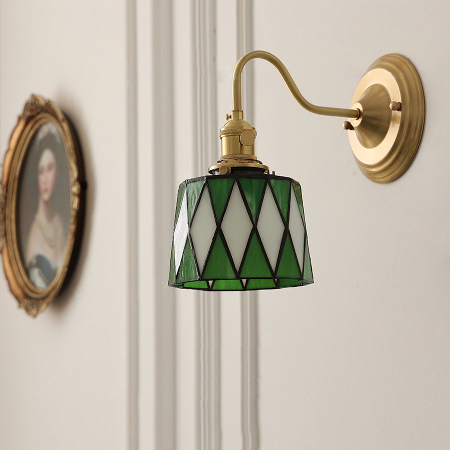 Aurelium – Applique da parete vintage in ottone con vetro Tiffany