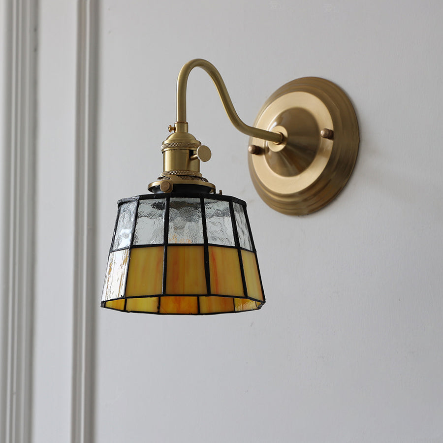 Aurelium – Applique da parete vintage in ottone con vetro Tiffany
