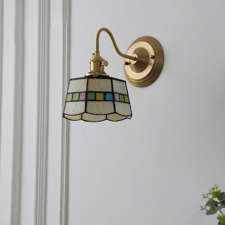 Aurelium – Applique da parete vintage in ottone con vetro Tiffany