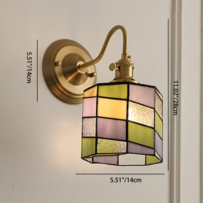 Aurelium – Applique da parete vintage in ottone con vetro Tiffany