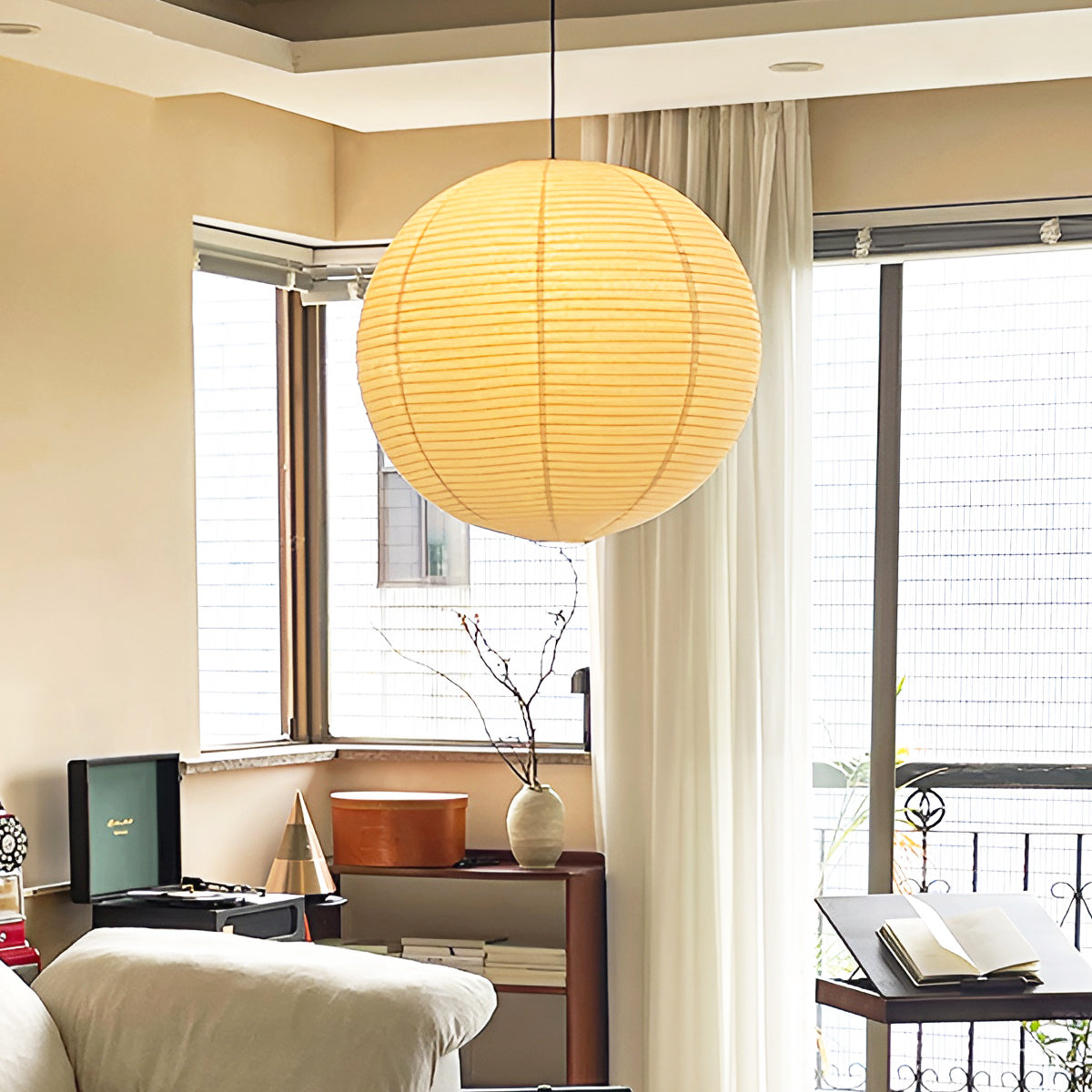 Braylune - Lampada a sospensione da soffitto in carta washi e bambù