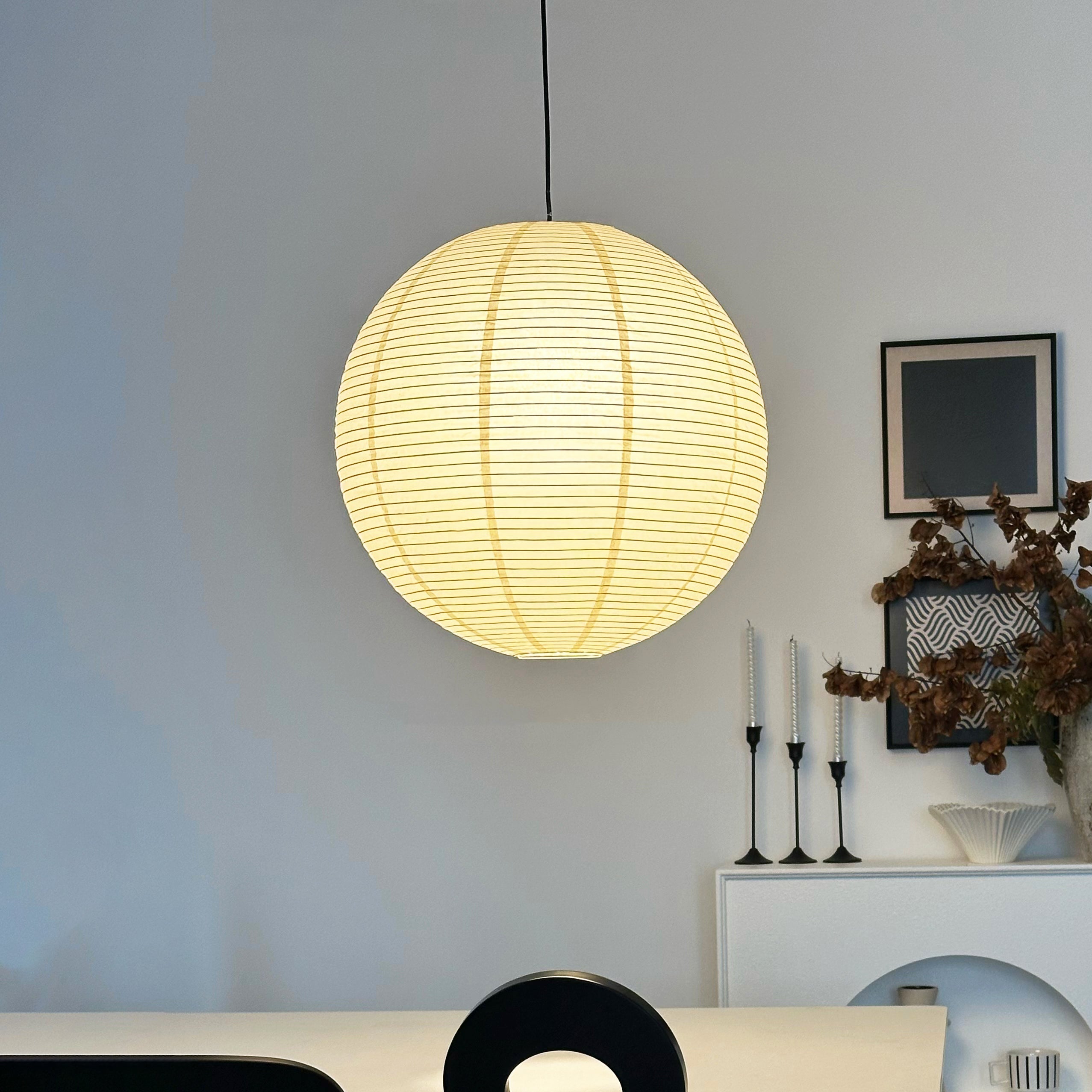 Braylune - Lampada a sospensione da soffitto in carta washi e bambù